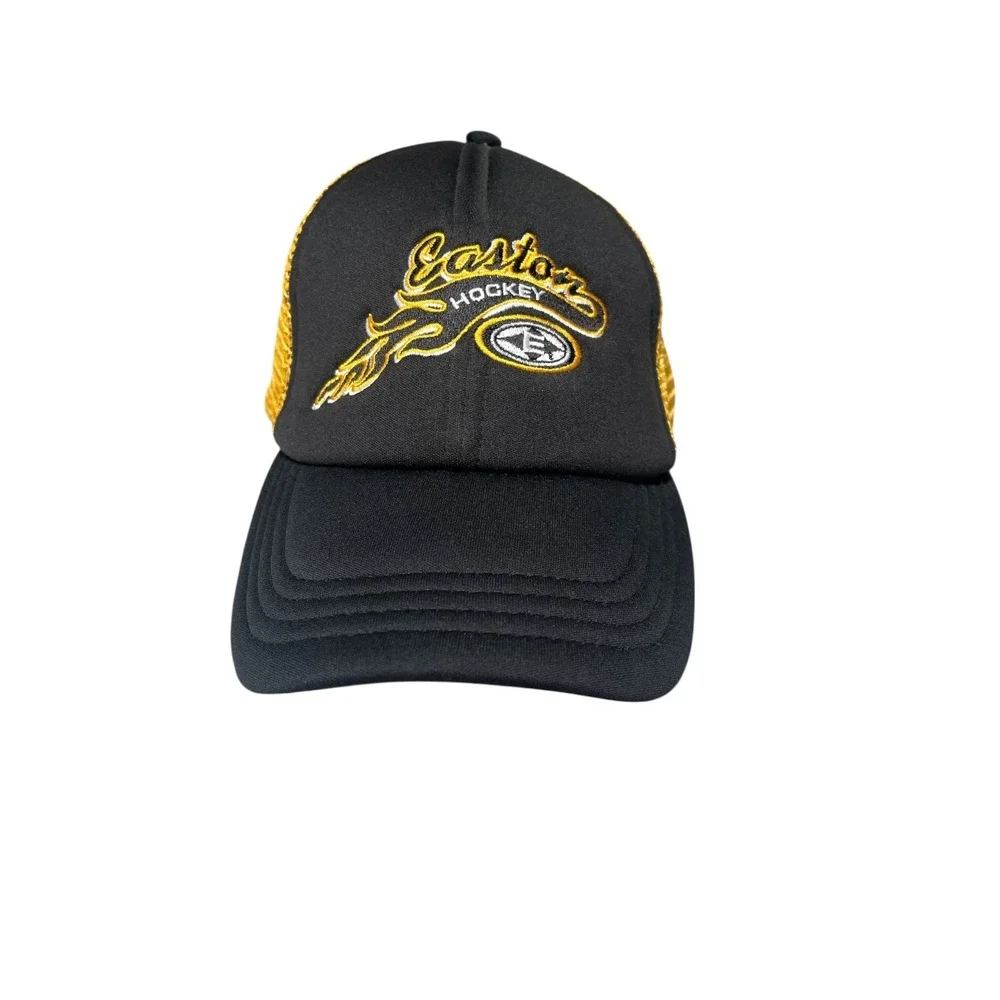 EASTON Hockey Trucker Hat Cap Black Gold Mesh Adjustable One Sz Fits Most Sport